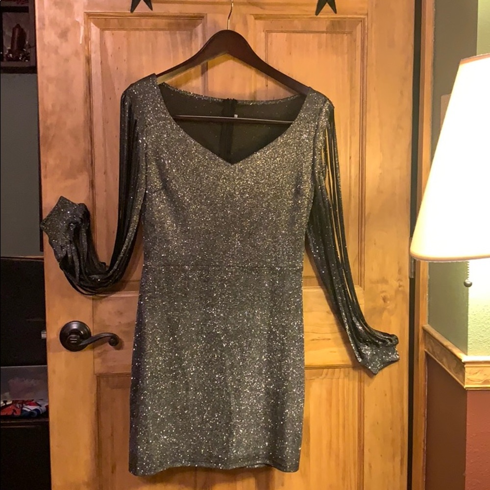 Sparkly black and silver cocktail dress